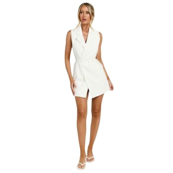 #77a- Jay Godfrey- NWT- Sleeveless Mini Tuxedo Dress-Belted-Black Sz:10 MSRP$298 - Picture 6 of 8